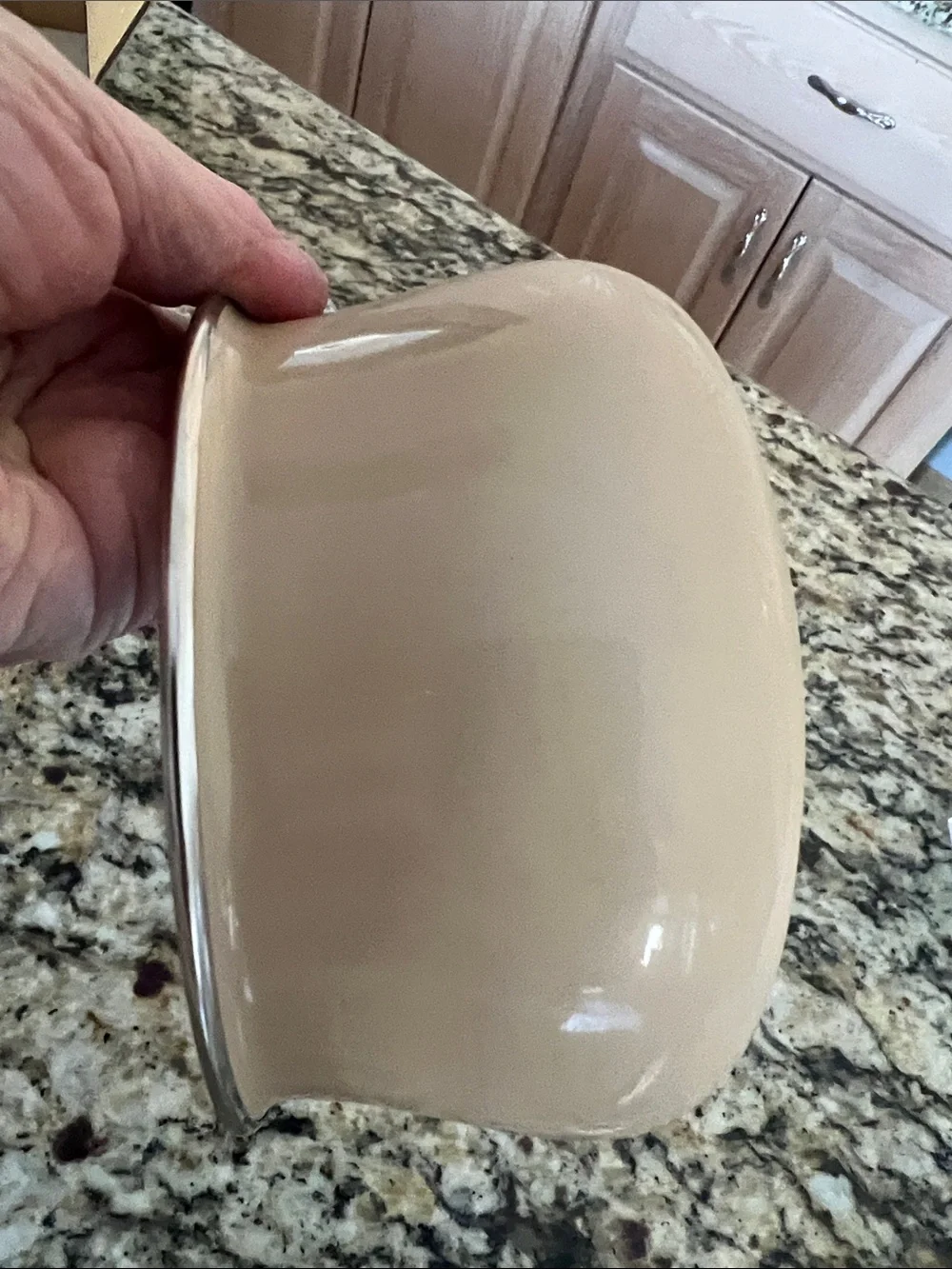 Porcelain Enamel Saucepan with Handle - Cream and Ginger - NWT